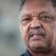Reverend Jesse Jackson leads a small group from the Rainbow PUSH Coalition in a protest outside the United Airlines terminal at O’Hare International Airport on April 12, 2017 in Chicago, Illinois.